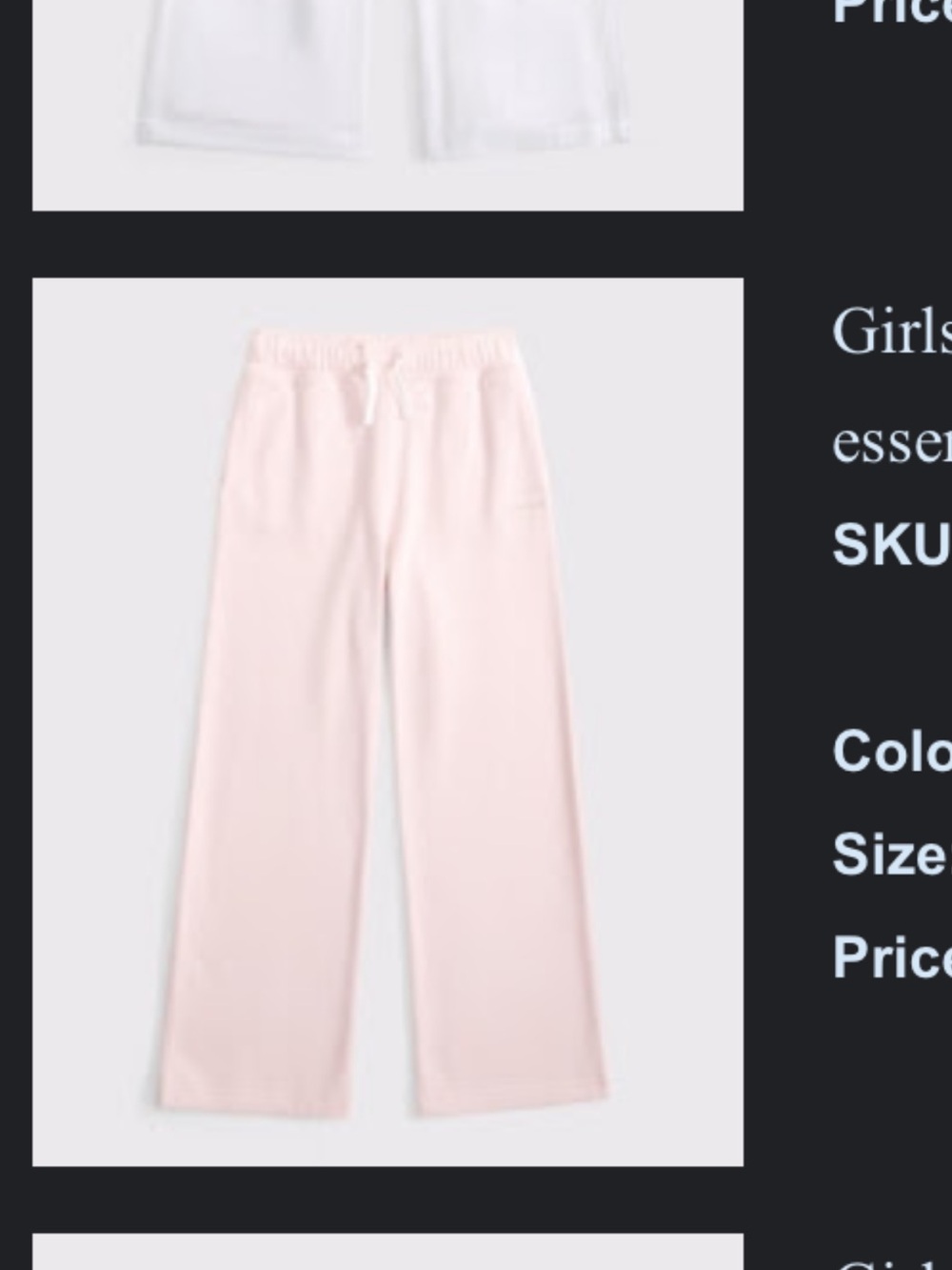 Girls' Light Pink Wide Leg Lounge Pants